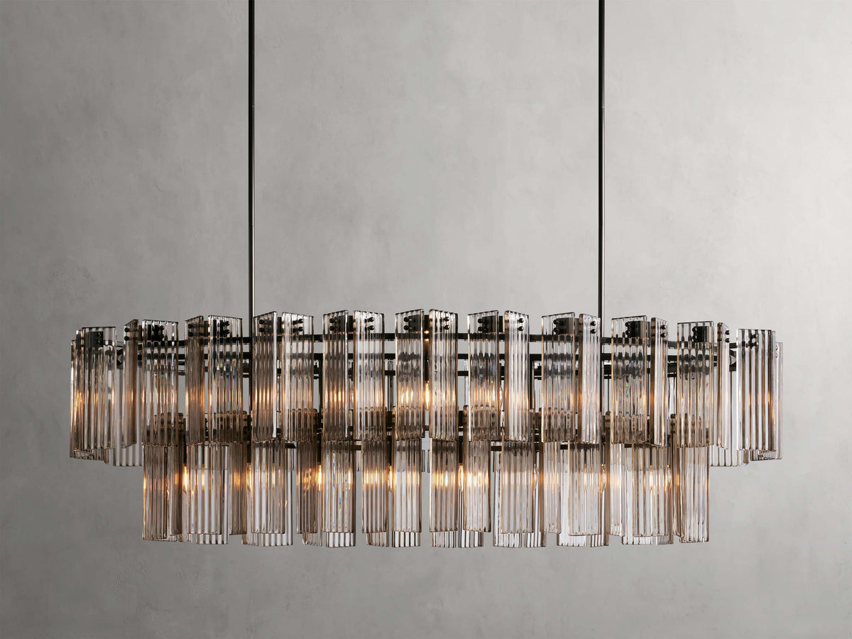 Reeded Glass Oval Glamour Chandelier