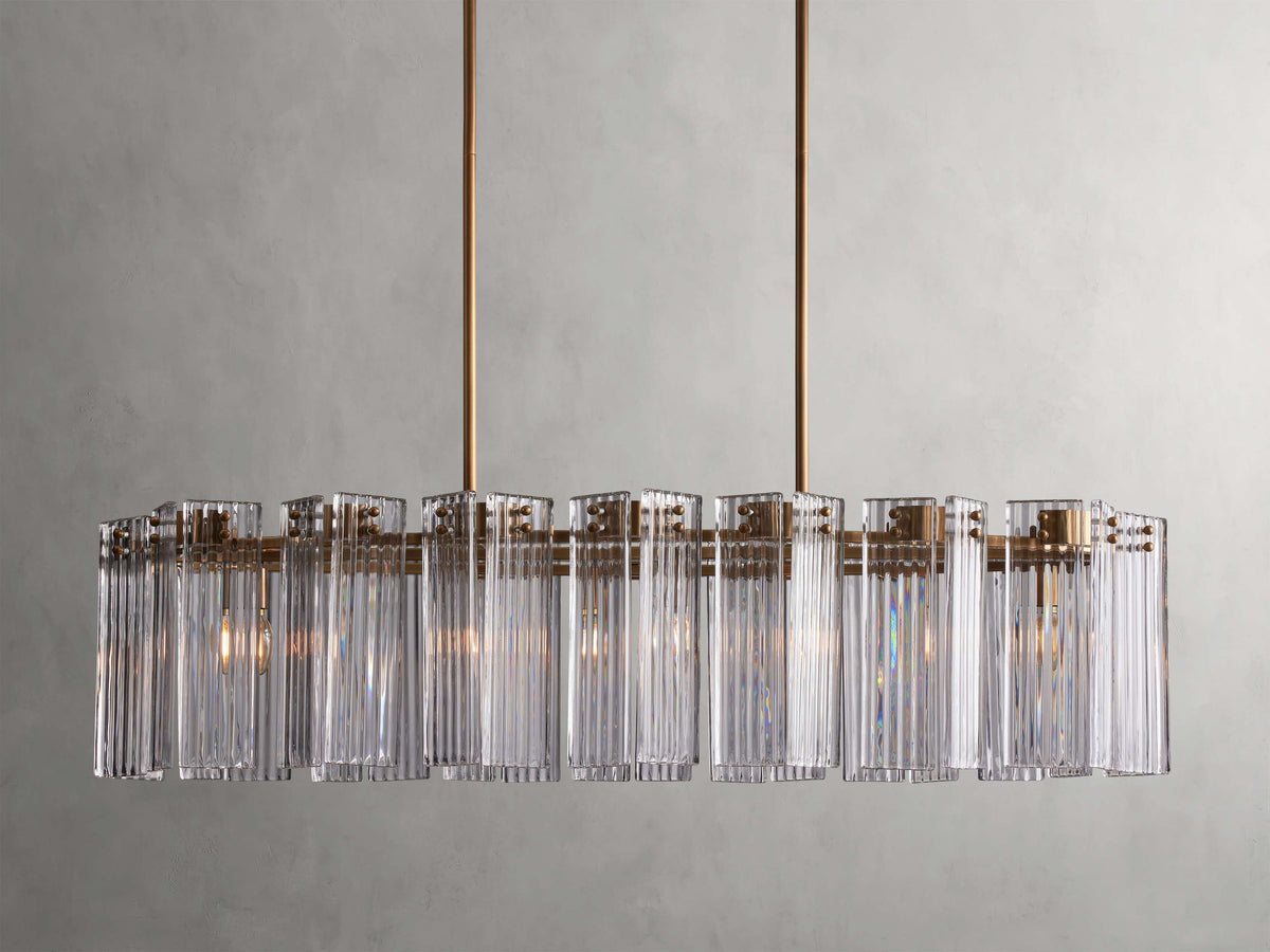 Reeded Glass Oval Glamour Chandelier