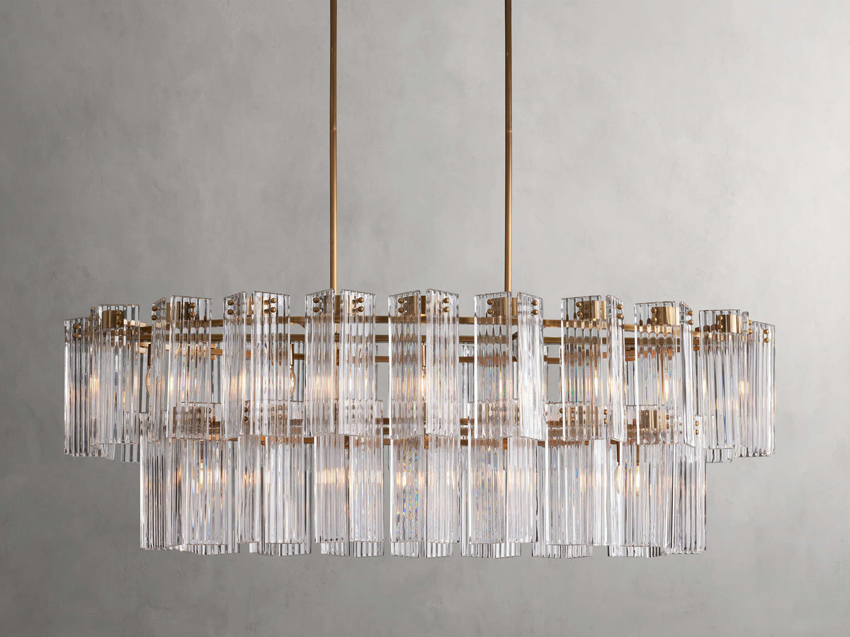 Reeded Glass Oval Glamour Chandelier