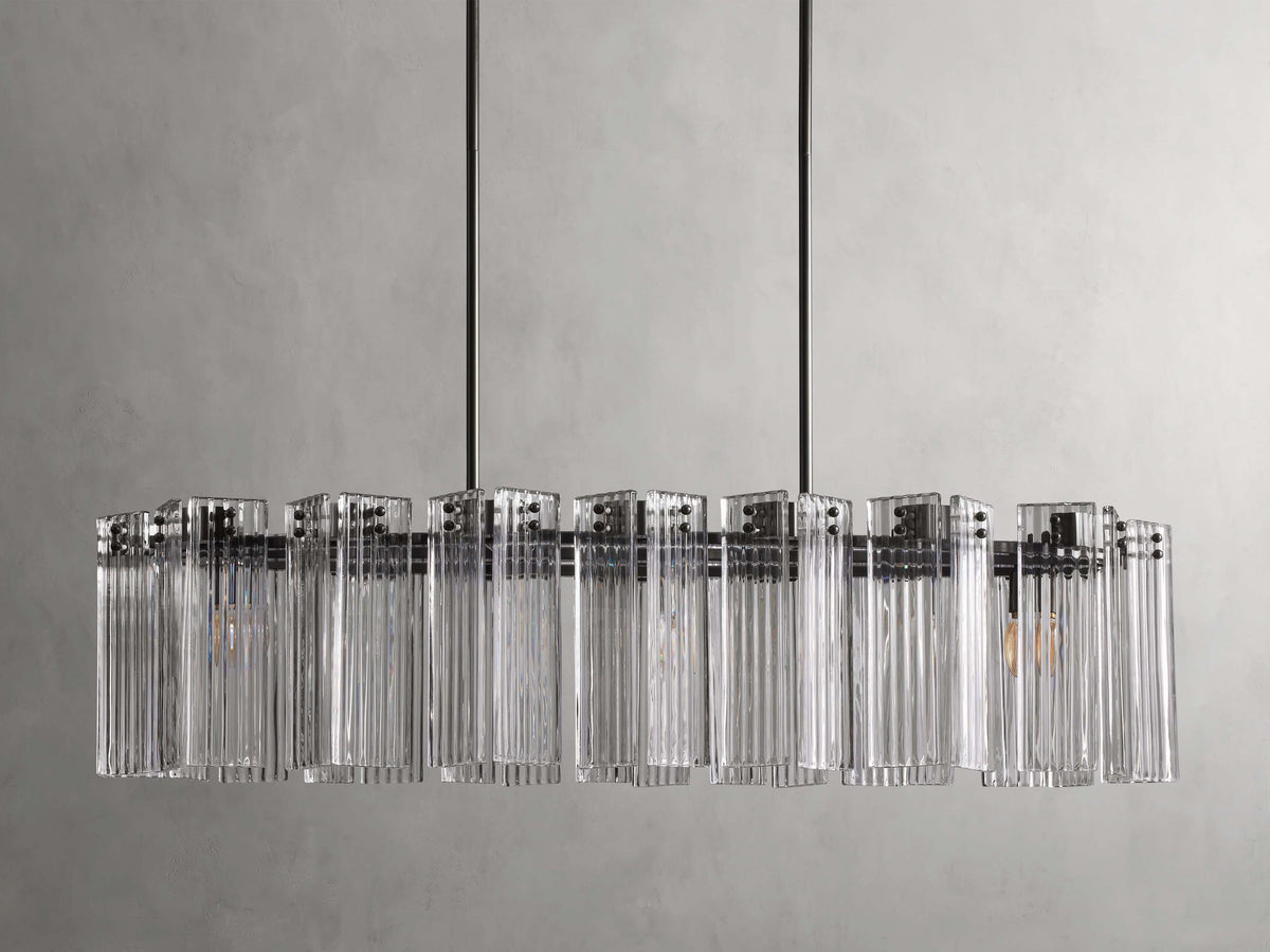 Reeded Glass Oval Glamour Chandelier