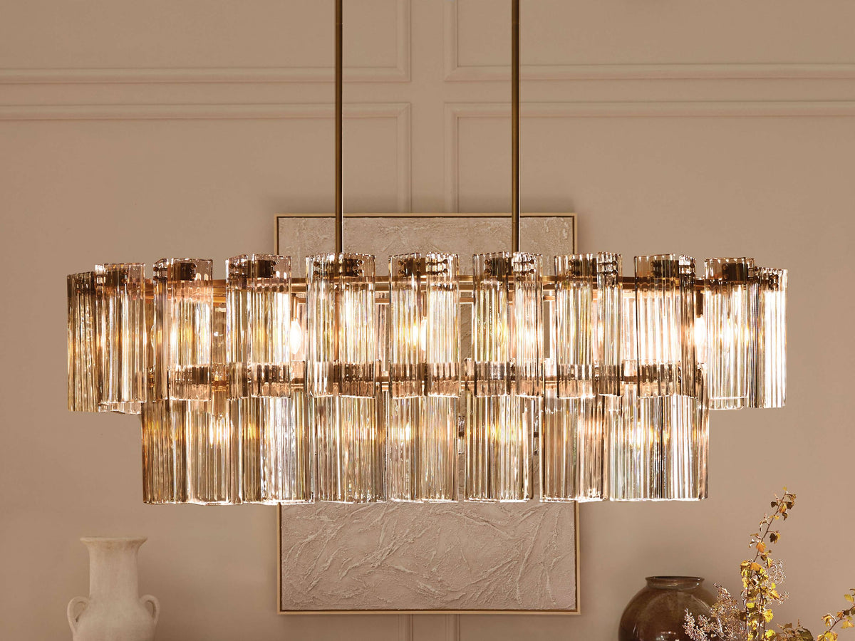 Reeded Glass Oval Glamour Chandelier