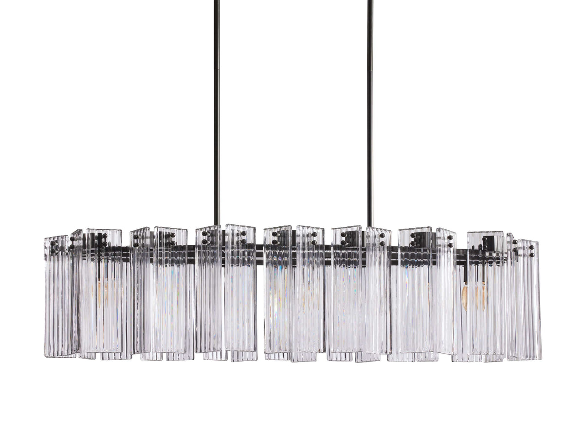 Reeded Glass Oval Glamour Chandelier