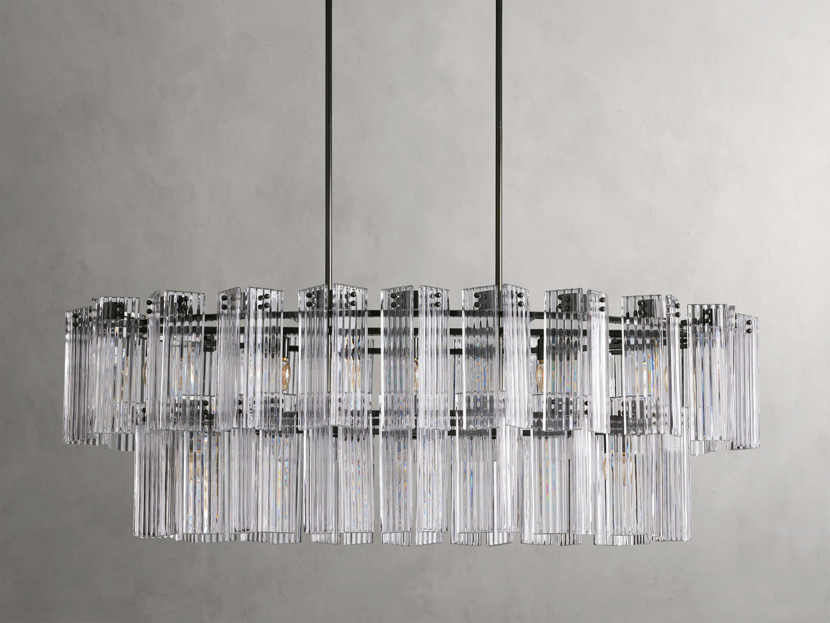Reeded Glass Oval Glamour Chandelier