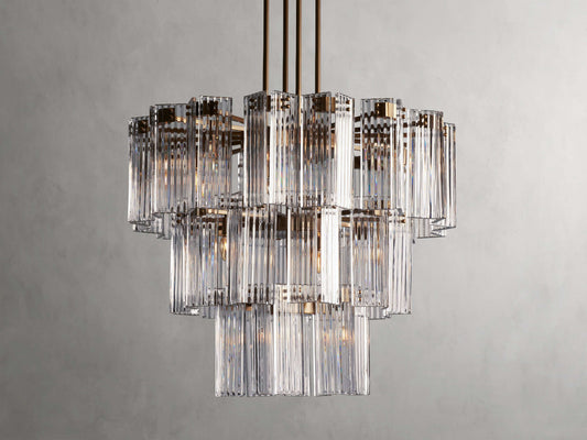 Reeded Glass Round Hollywood Chandelier