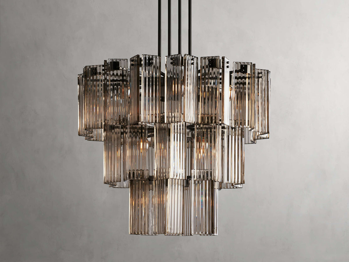 Reeded Glass Round Hollywood Chandelier