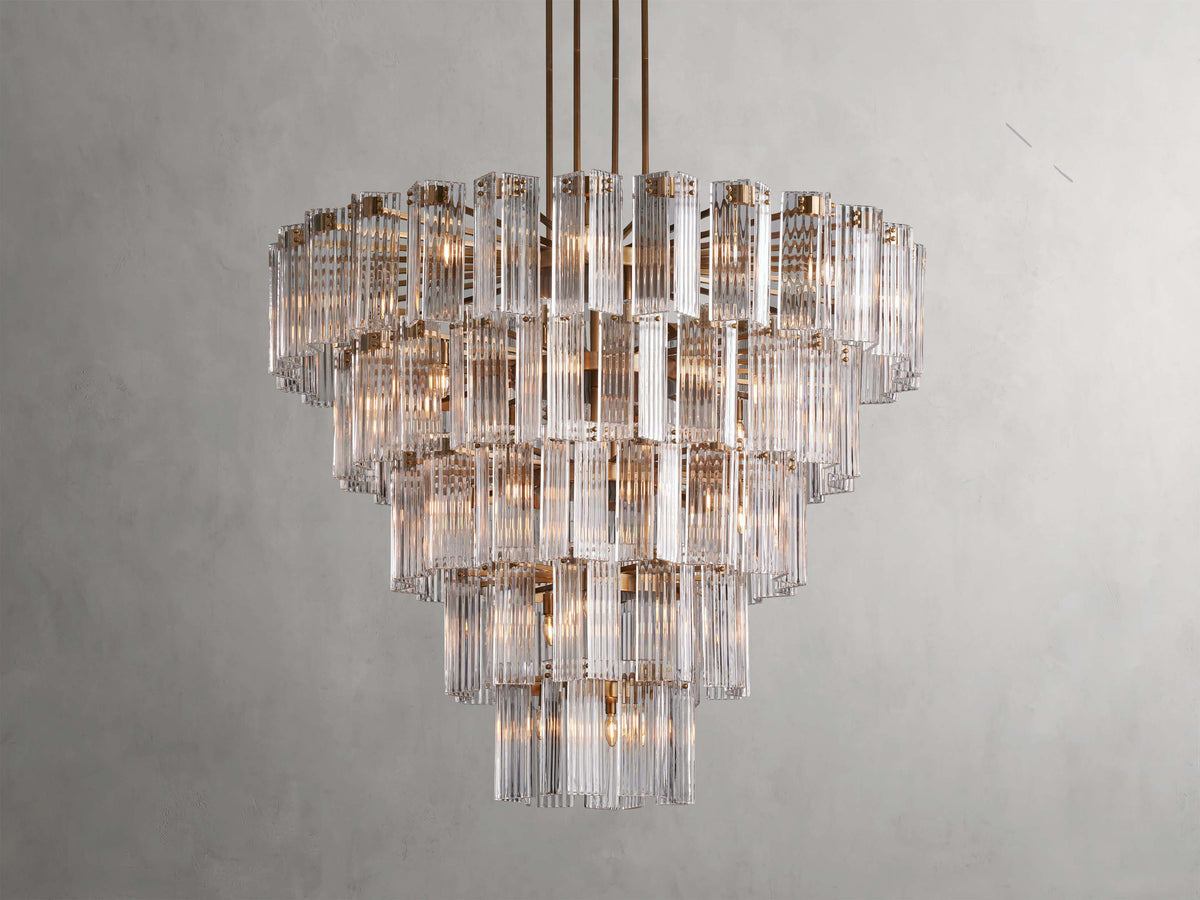 Reeded Glass Round Hollywood Chandelier