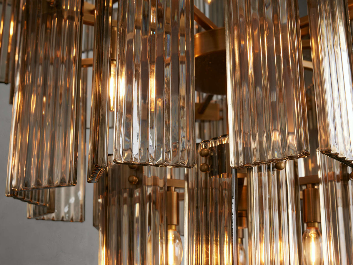Reeded Glass Round Hollywood Chandelier