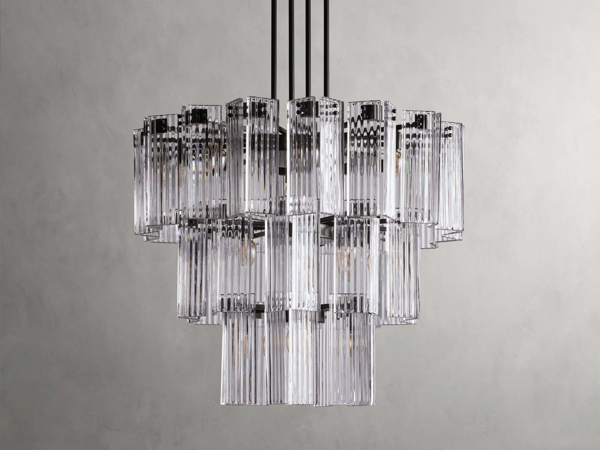 Reeded Glass Round Hollywood Chandelier