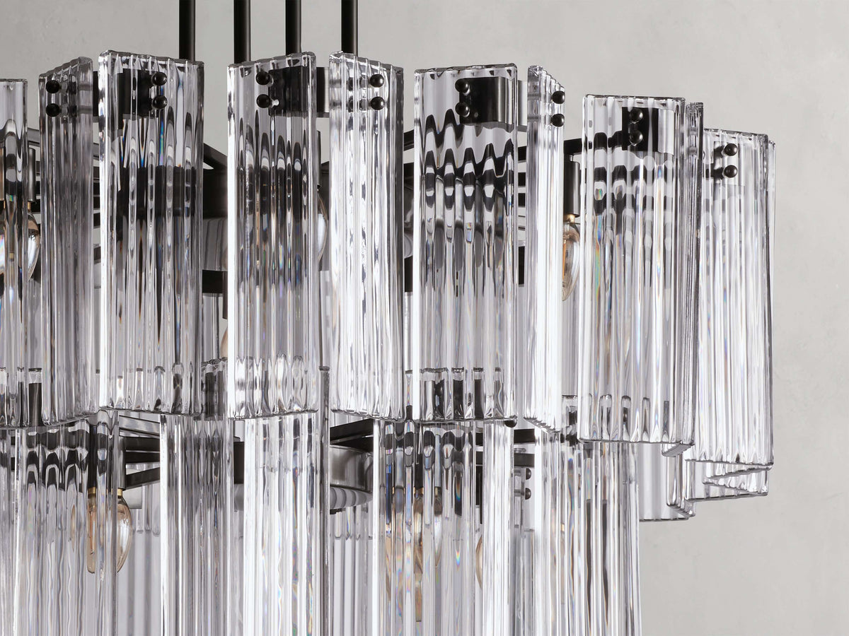 Reeded Glass Round Hollywood Chandelier