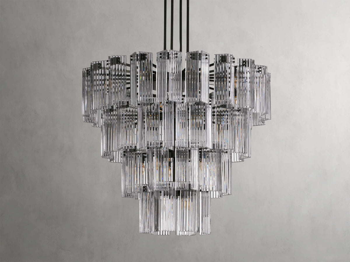 Reeded Glass Round Hollywood Chandelier