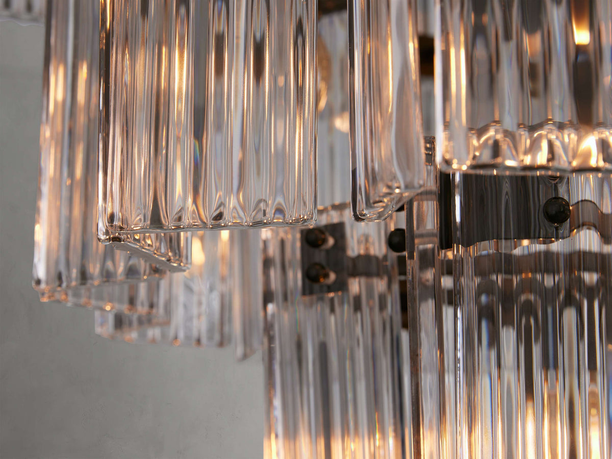 Reeded Glass Round Hollywood Chandelier
