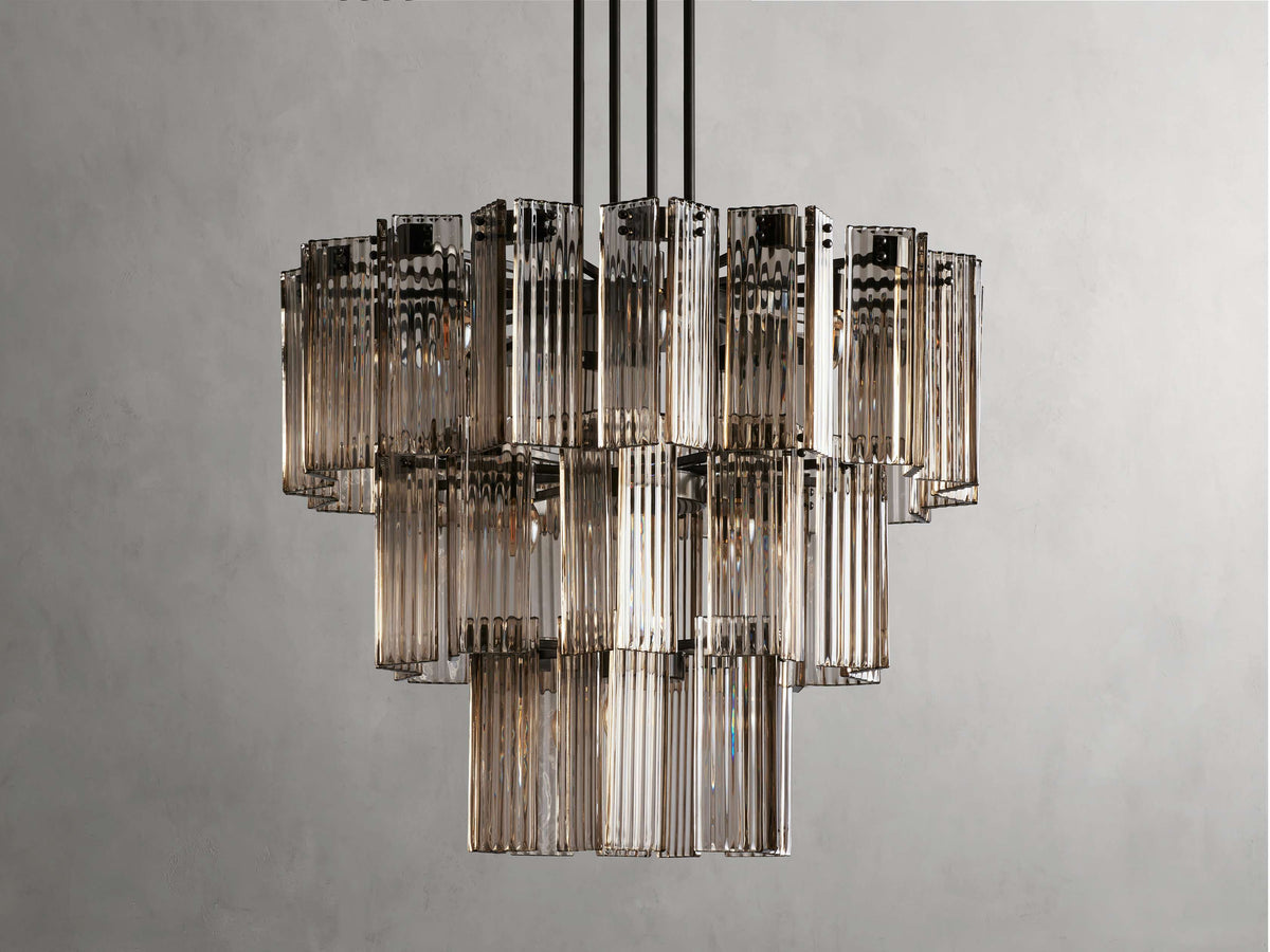 Reeded Glass Round Hollywood Chandelier