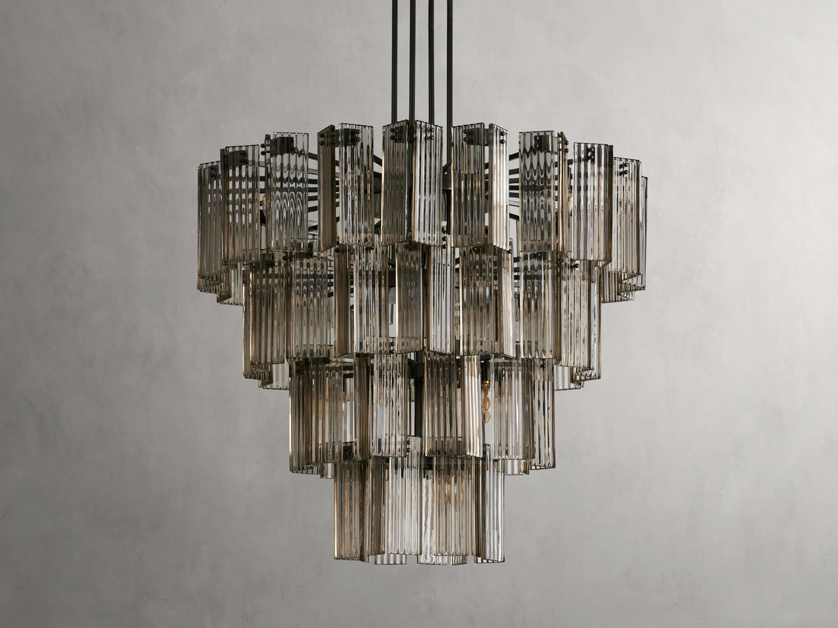 Reeded Glass Round Hollywood Chandelier