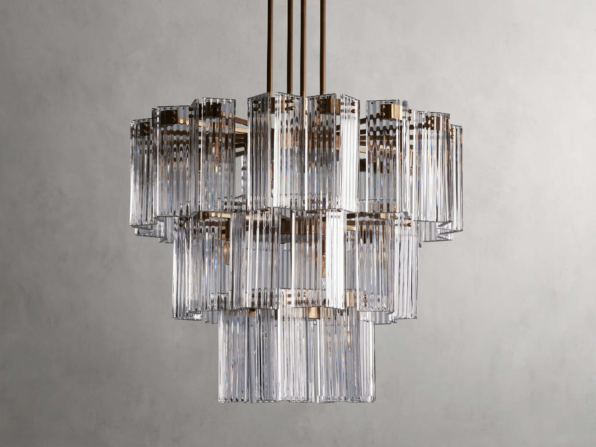 Reeded Glass Round Hollywood Chandelier