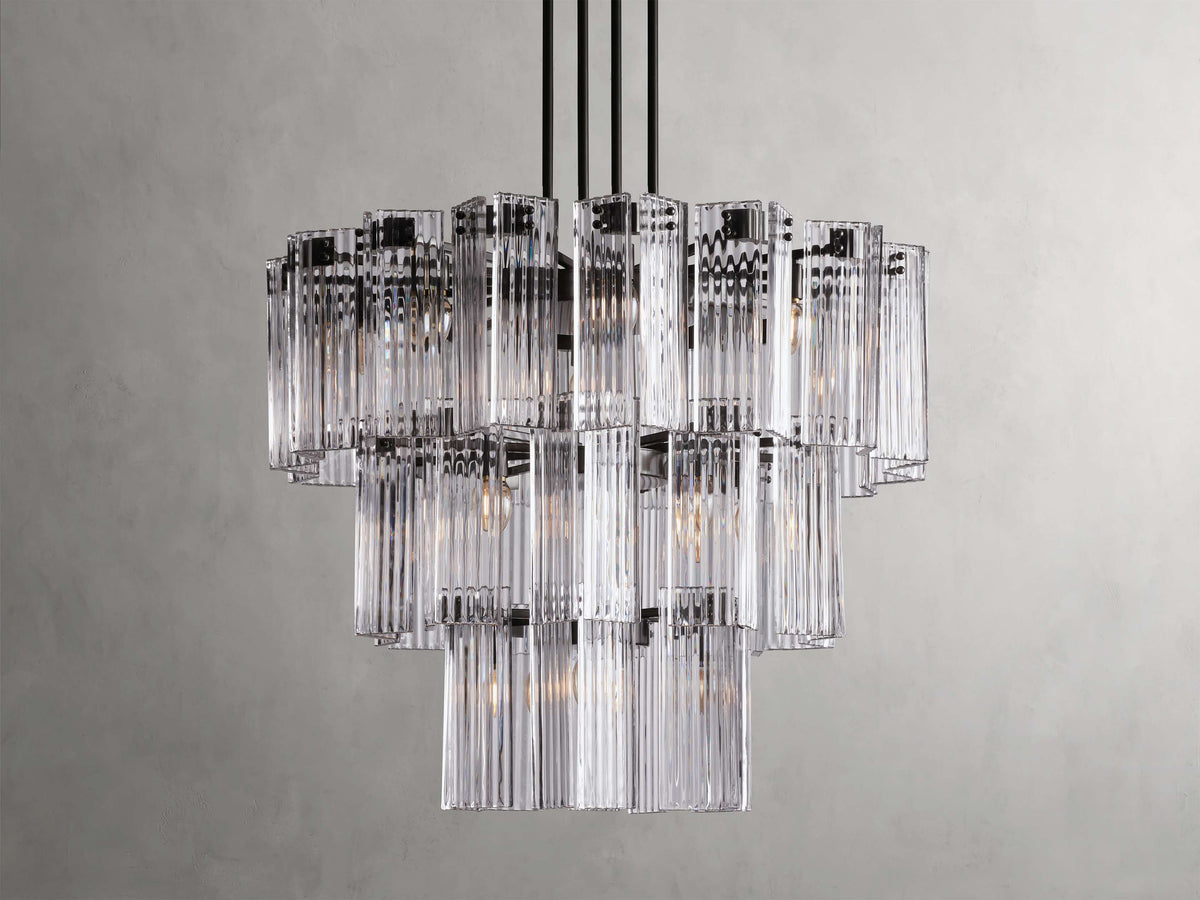 Reeded Glass Round Hollywood Chandelier
