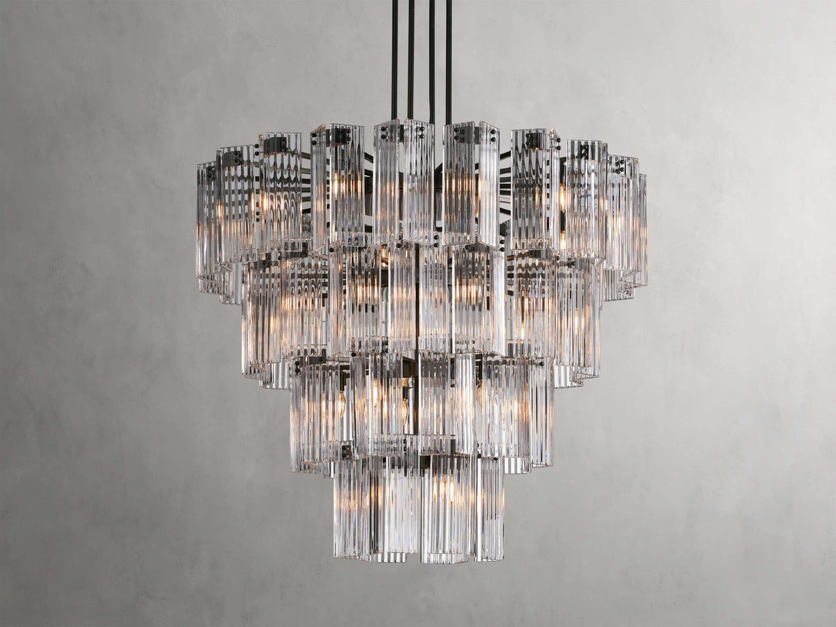 Reeded Glass Round Hollywood Chandelier