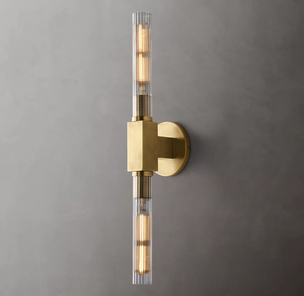 Ribbed Borosilicate Brass Bar Sconce