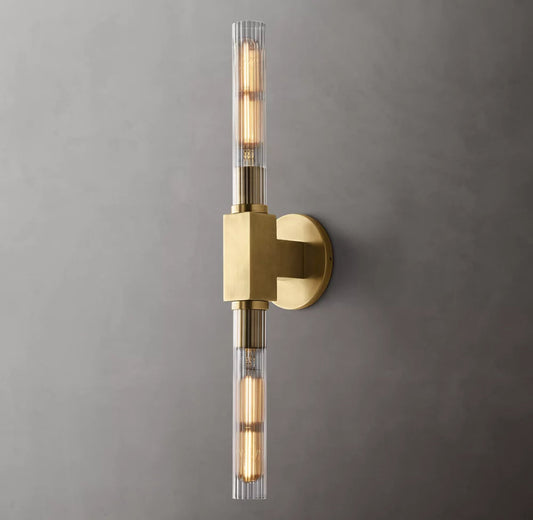 Ribbed Borosilicate Brass Bar Sconce