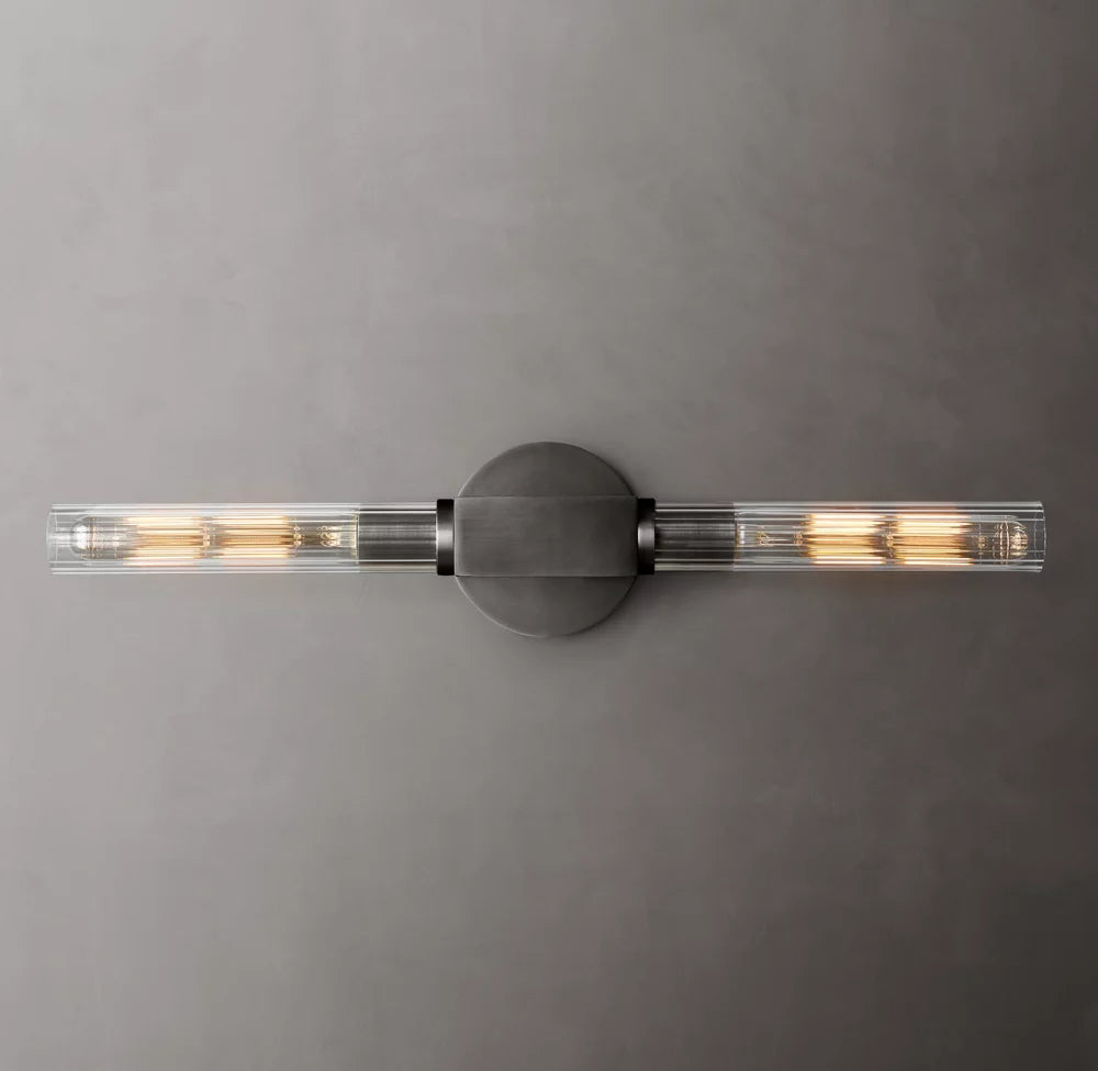 Ribbed Borosilicate Brass Bar Sconce