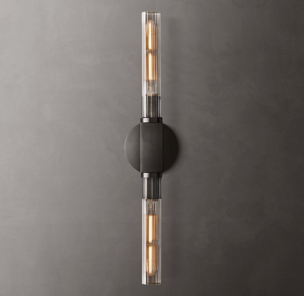 Ribbed Borosilicate Brass Bar Sconce