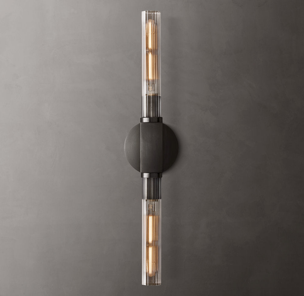 Ribbed Borosilicate Brass Bar Sconce