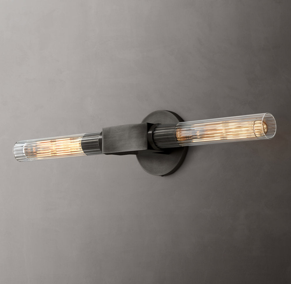 Ribbed Borosilicate Brass Bar Sconce