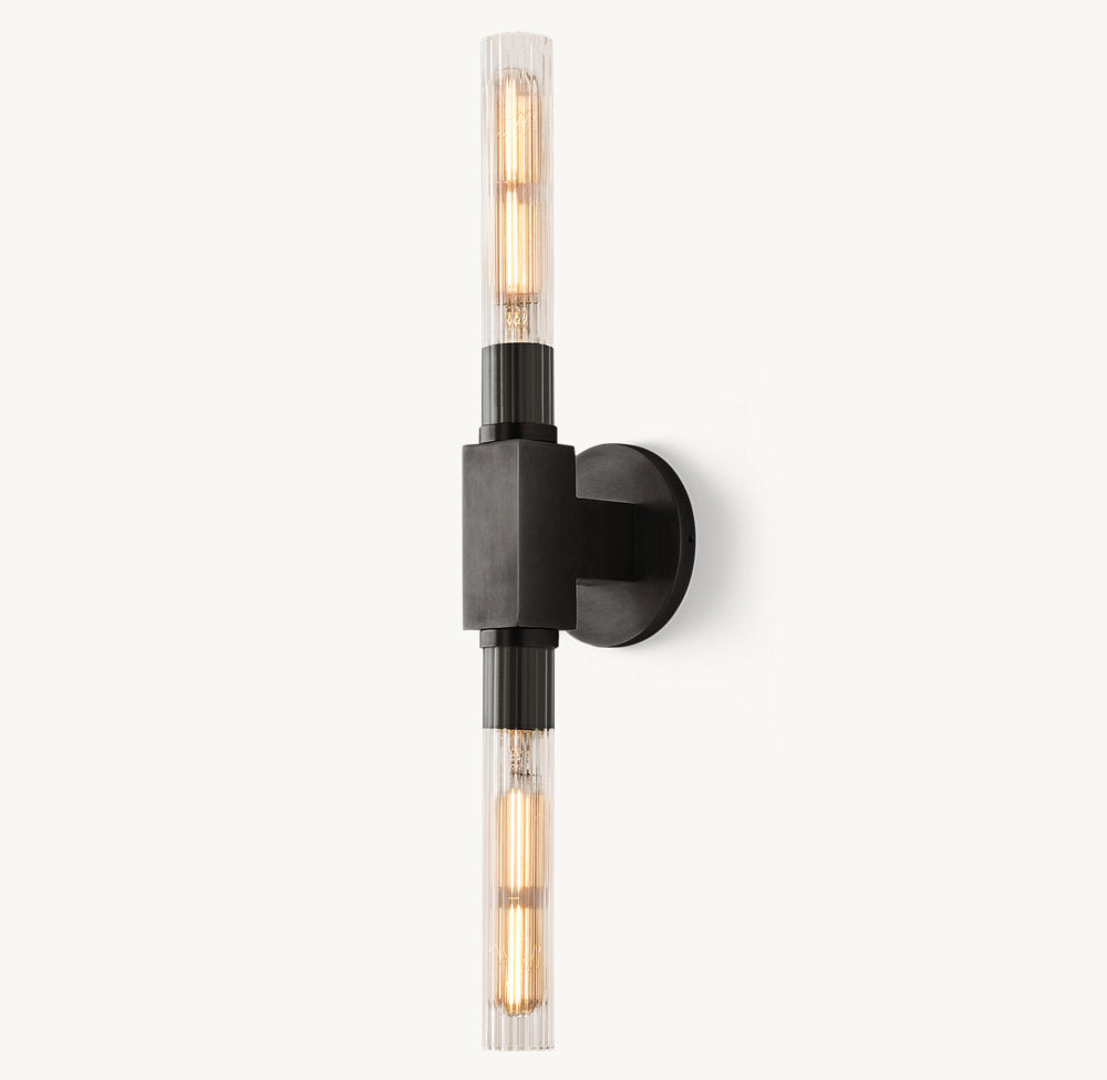 Ribbed Borosilicate Brass Bar Sconce