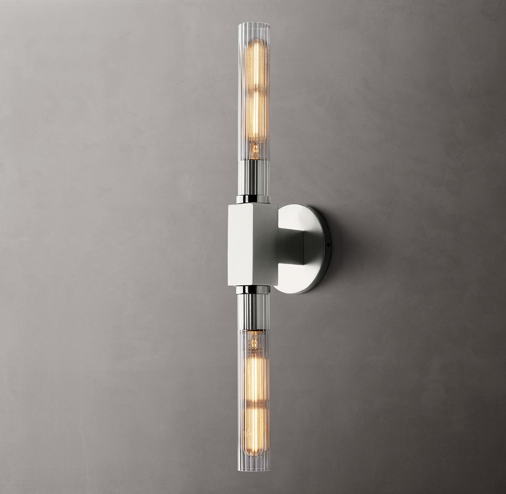 Ribbed Borosilicate Brass Bar Sconce