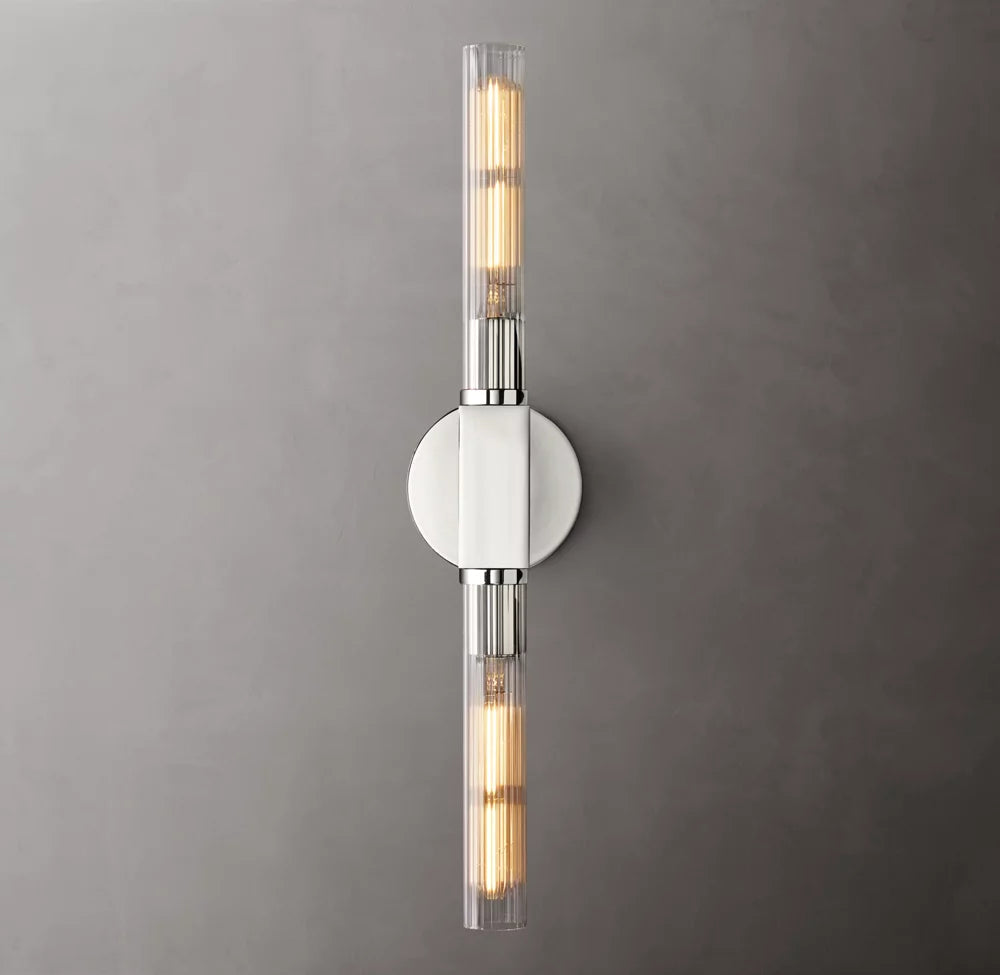 Ribbed Borosilicate Brass Bar Sconce