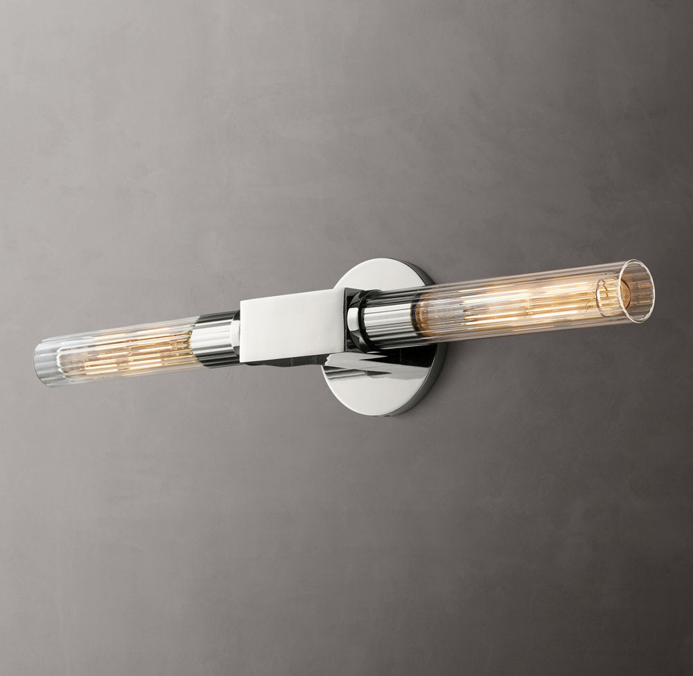 Ribbed Borosilicate Brass Bar Sconce