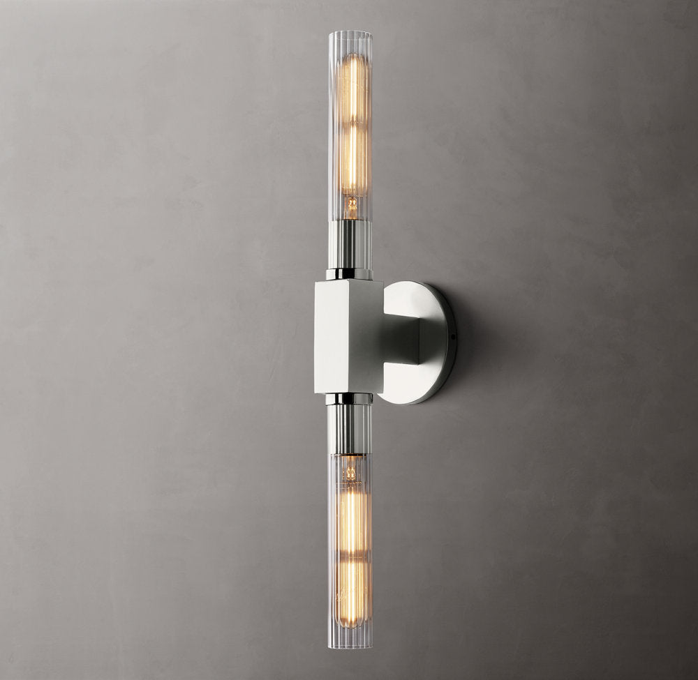 Ribbed Borosilicate Brass Bar Sconce