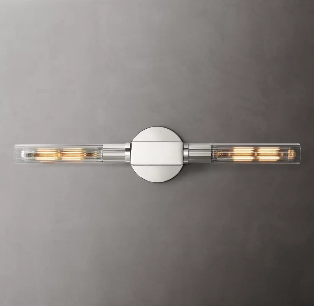 Ribbed Borosilicate Brass Bar Sconce