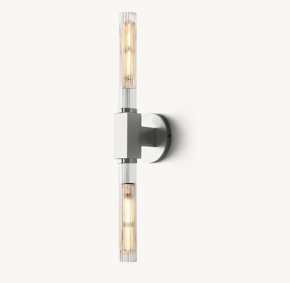 Ribbed Borosilicate Brass Bar Sconce