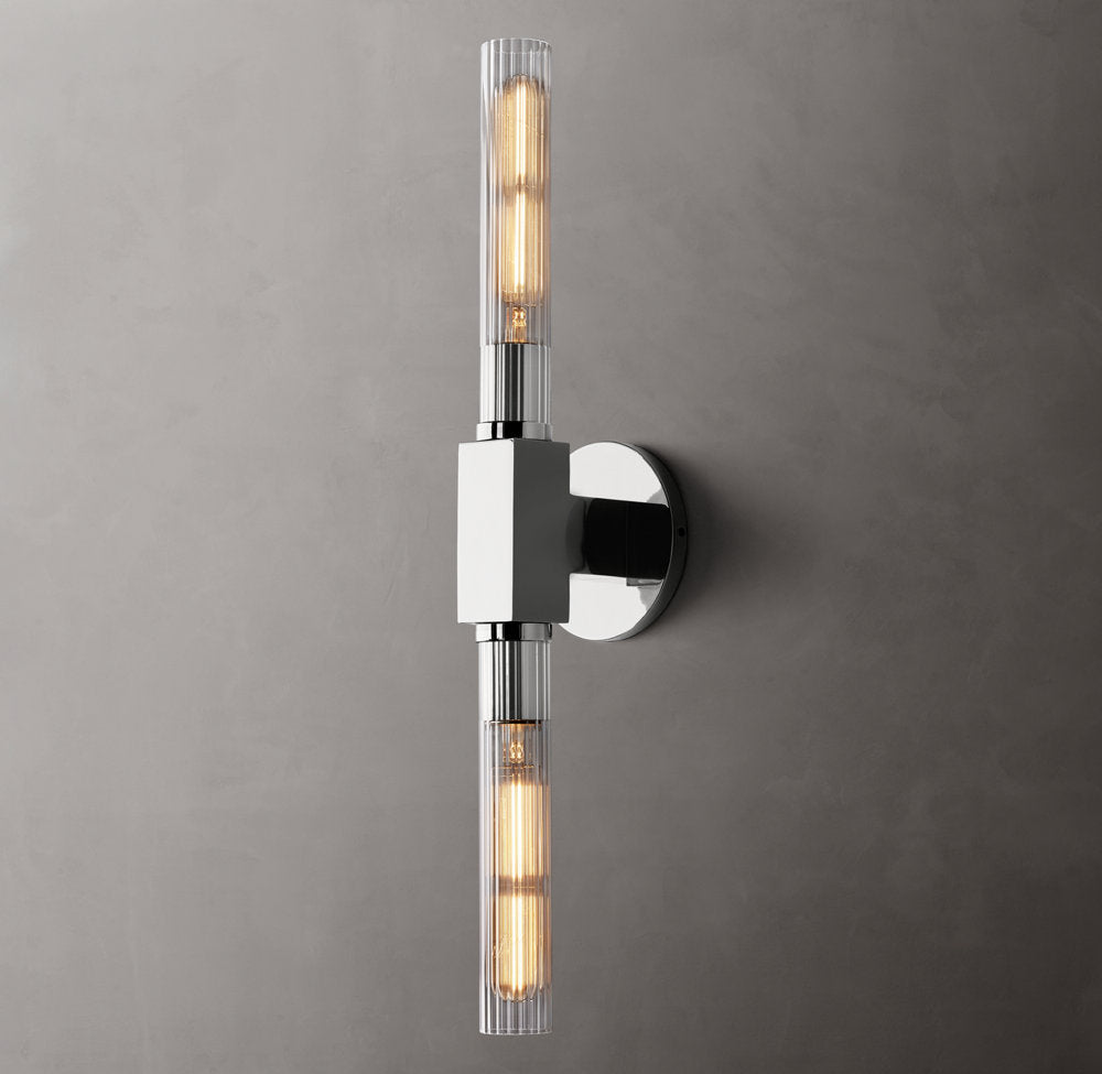 Ribbed Borosilicate Brass Bar Sconce