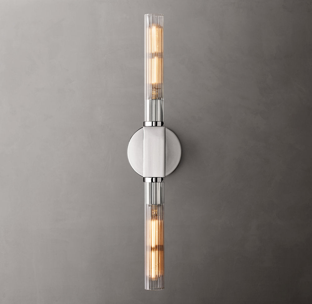Ribbed Borosilicate Brass Bar Sconce