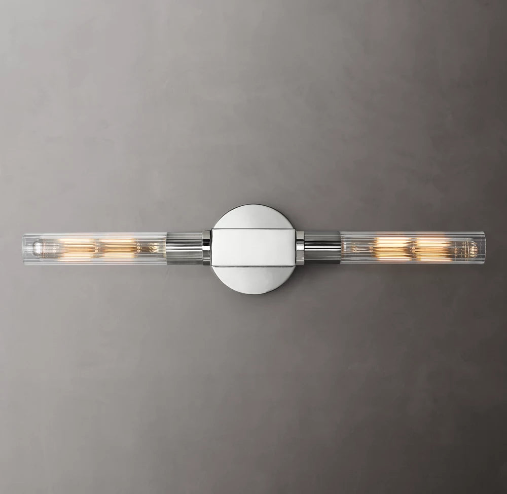 Ribbed Borosilicate Brass Bar Sconce