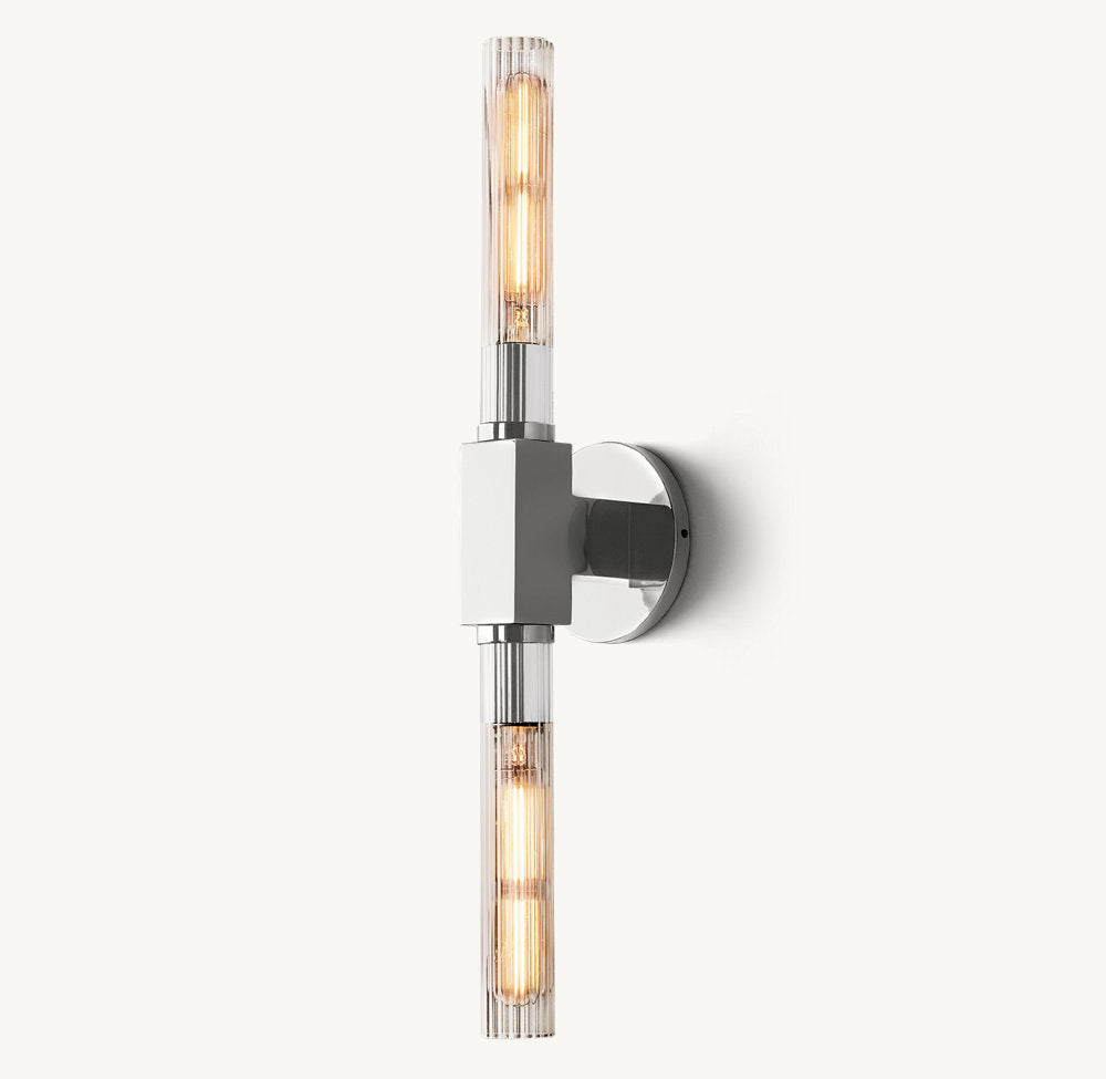 Ribbed Borosilicate Brass Bar Sconce