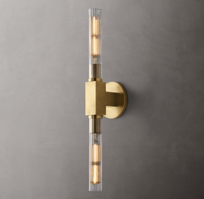 Ribbed Borosilicate Brass Bar Sconce