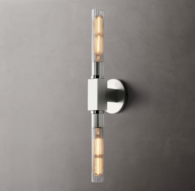 Ribbed Borosilicate Brass Bar Sconce