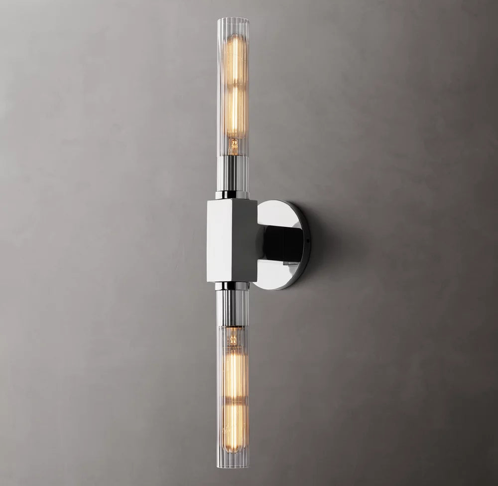 Ribbed Borosilicate Brass Bar Sconce