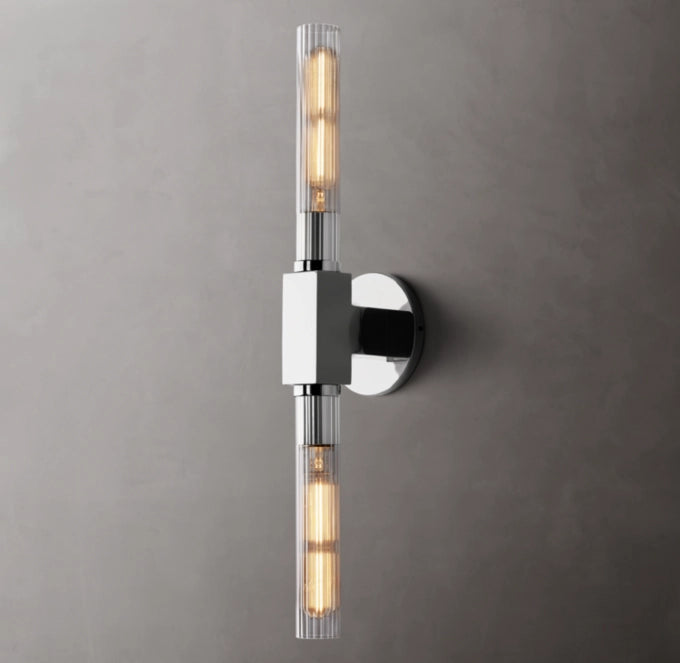 Ribbed Borosilicate Brass Bar Sconce