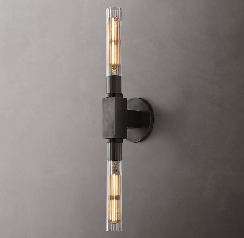 Ribbed Borosilicate Brass Bar Sconce