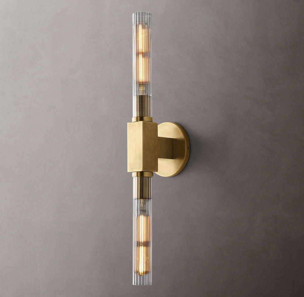 Ribbed Borosilicate Brass Bar Sconce
