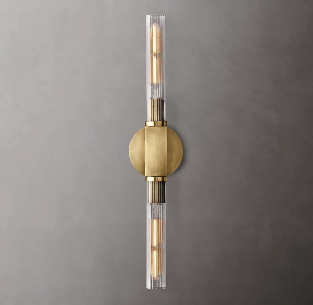 Ribbed Borosilicate Brass Bar Sconce