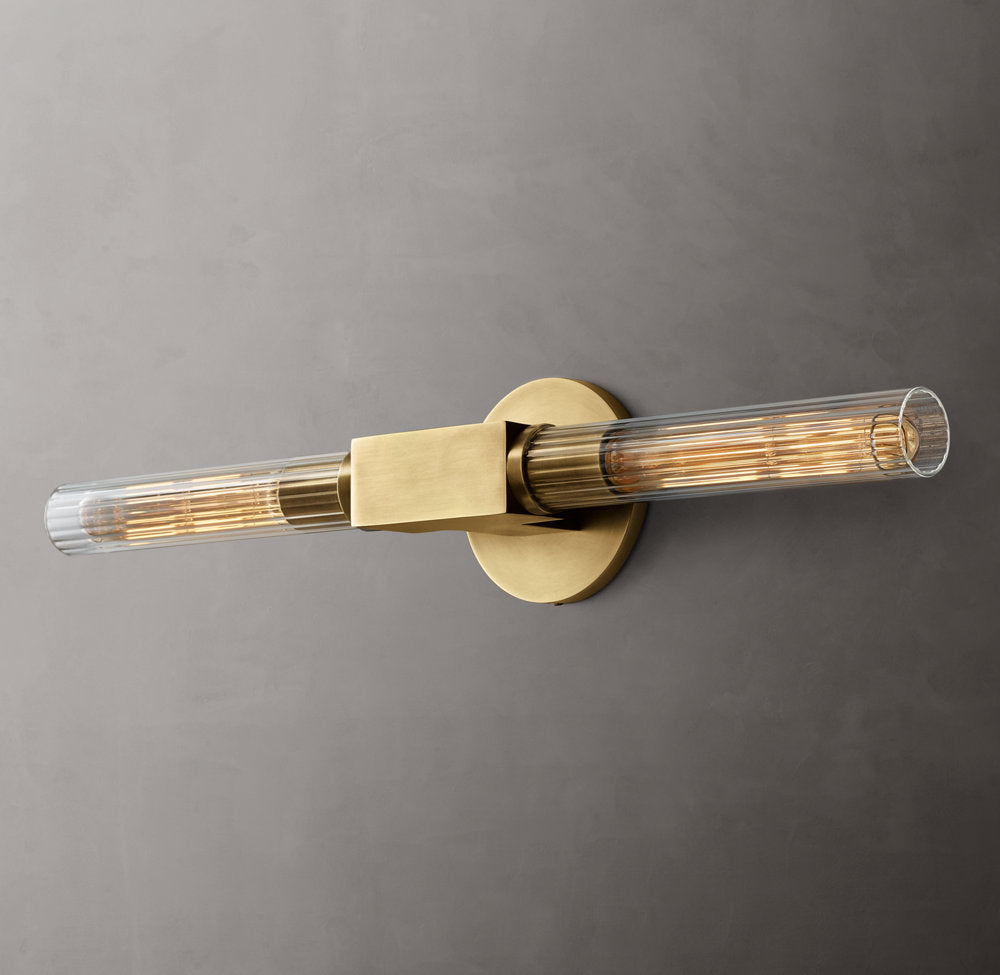 Ribbed Borosilicate Brass Bar Sconce
