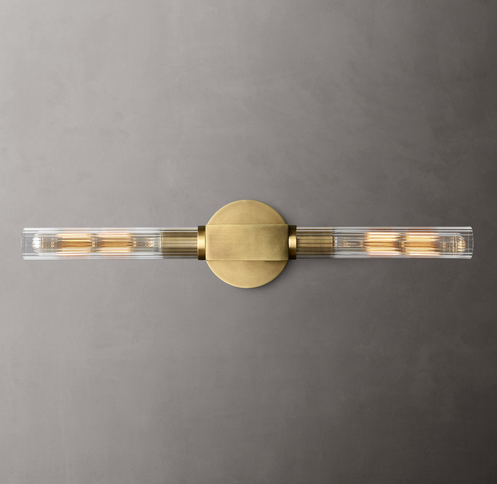 Ribbed Borosilicate Brass Bar Sconce