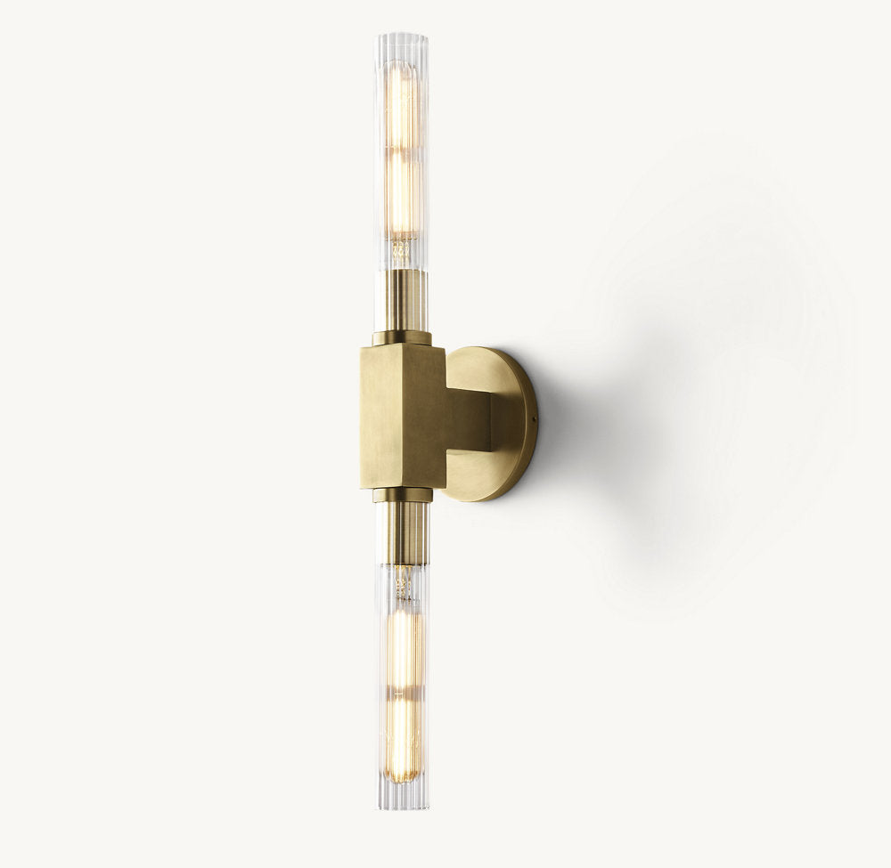 Ribbed Borosilicate Brass Bar Sconce