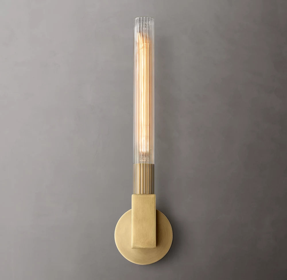 Ribbed Borosilicate Outdoor Column Sconce