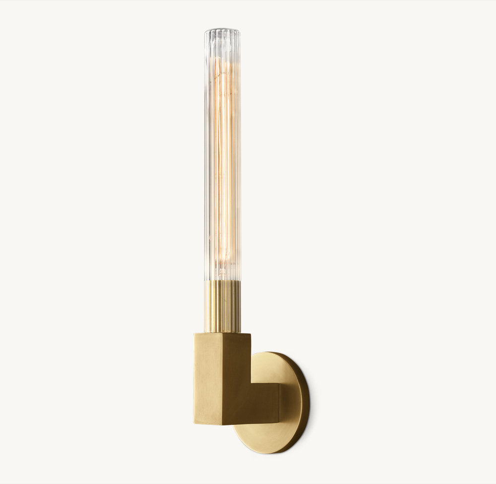 Ribbed Borosilicate Outdoor Column Sconce