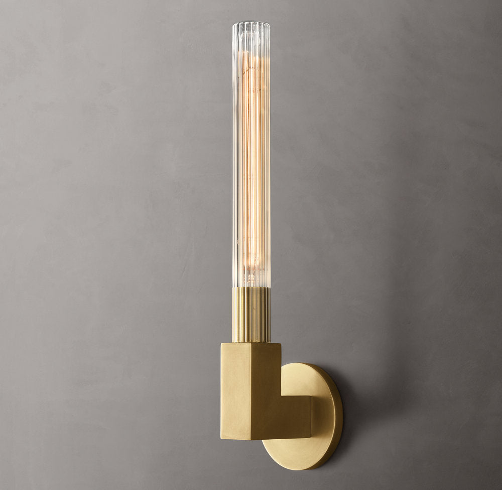 Ribbed Borosilicate Outdoor Column Sconce